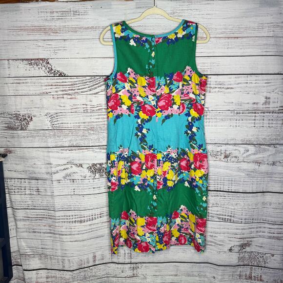 Talbots Floral Stripe Sleeveless A-Line Dress - Size 14 - Picture 2 of 3